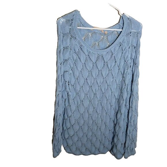 Soft Surroundings Sweaters - Soft Surroundings Sweater Women's 1X Blue Chinky Knit Long Sleeve Pullover Open